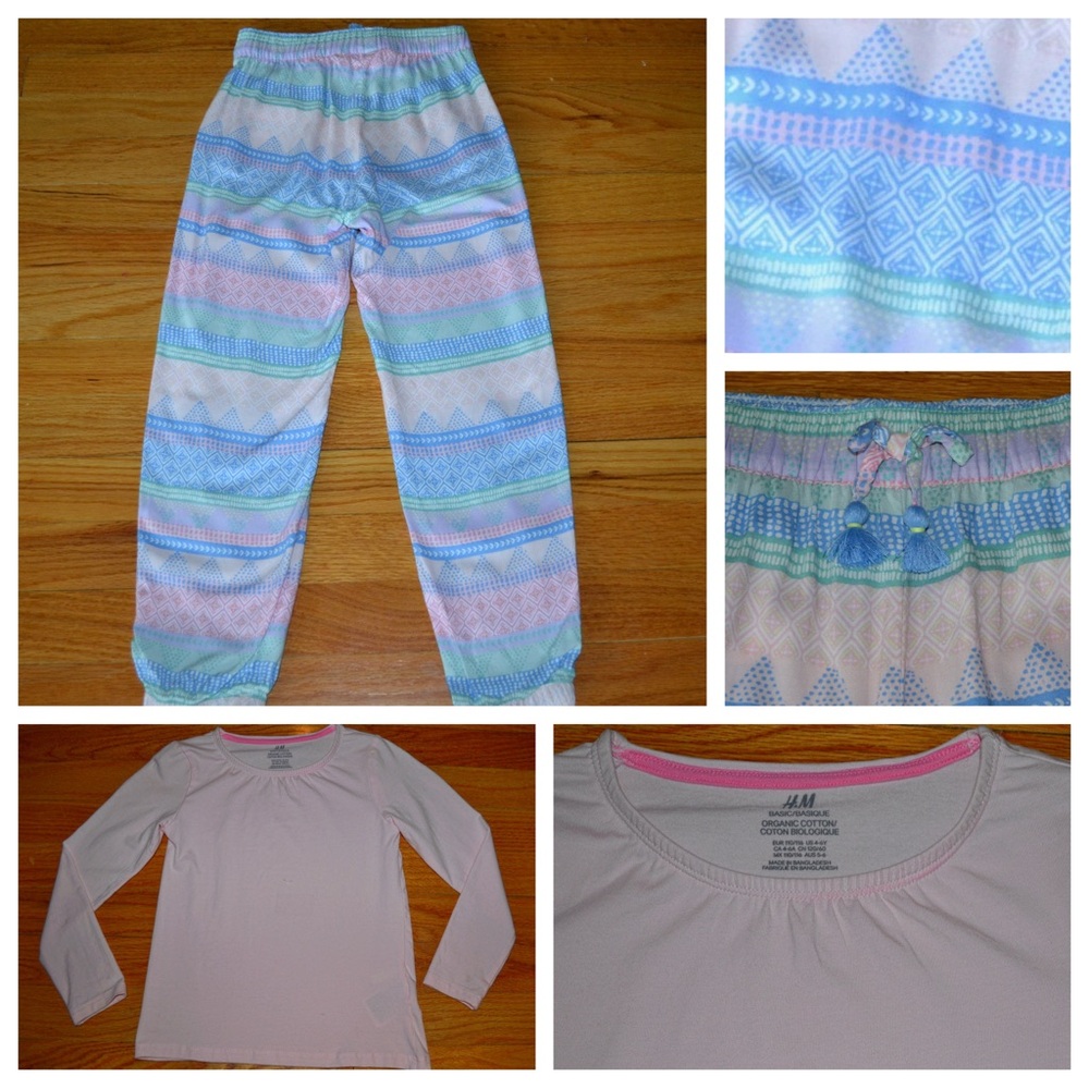 Youth girls H&M graphic pants & long-sleeve layering tee, size 5-6Y (6)